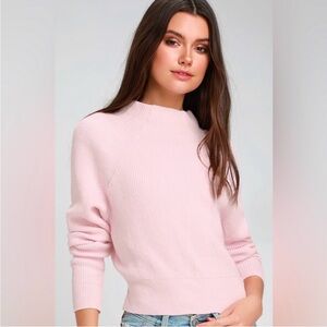 Free People Light Pink Crew Neck Sweater XS